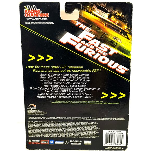 Racing Champions 2 Fast 2 Furious BRIAN O'CONNOR w/ 1969 YENKO CAMARO, See Pics! - Picture 6 of 7